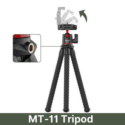 Ulanzi MT-11 Octopus Flexible Tripod For Phone SLR DSLR Gopro Camera Tripod Extend 1/4'' Screw With Ballhead ColdShoe Phone Clip