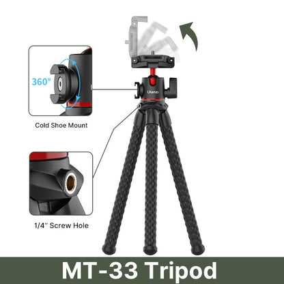 Ulanzi MT-11 Octopus Flexible Tripod For Phone SLR DSLR Gopro Camera Tripod Extend 1/4'' Screw With Ballhead ColdShoe Phone Clip